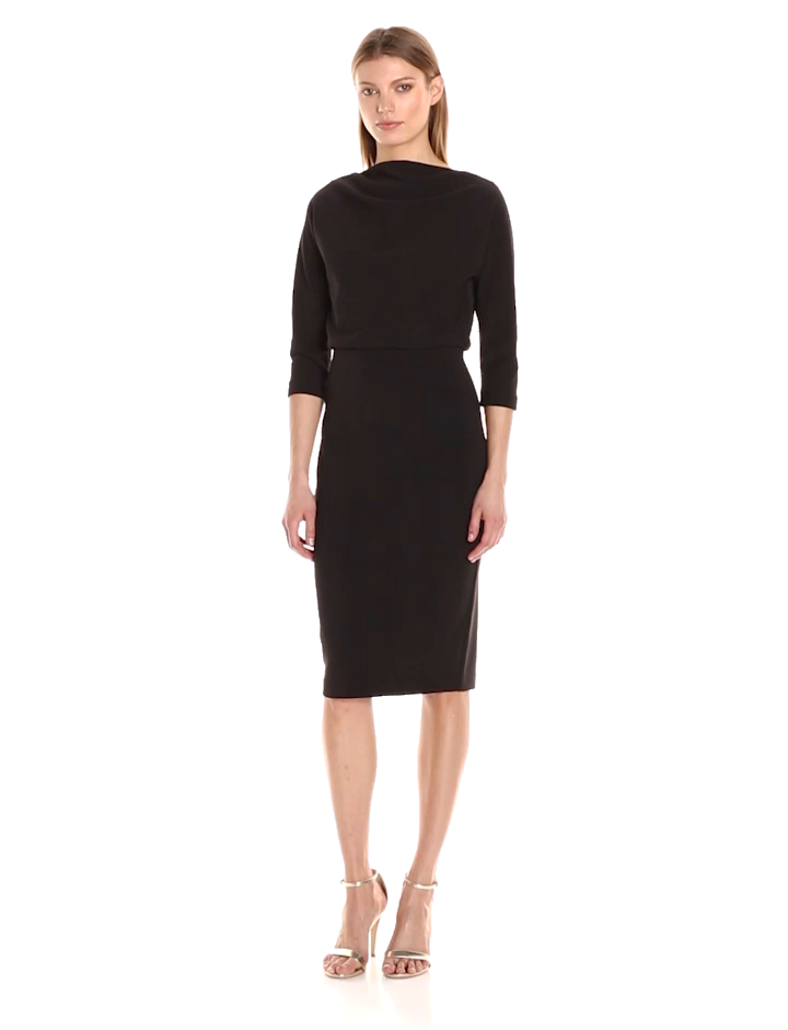 Badgley Mischka Women&#039;s 3/4 Sleeve Blouson Dress, Black, XL