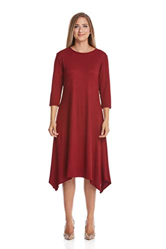 Esteez Womens Dress - Sharkbite Hem - Pockets - Daisy Burgundy X-Large