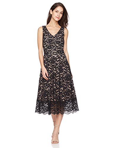 Suite Alice Women&#039;s Sleeveless V Neck Lace Dress Medium Black