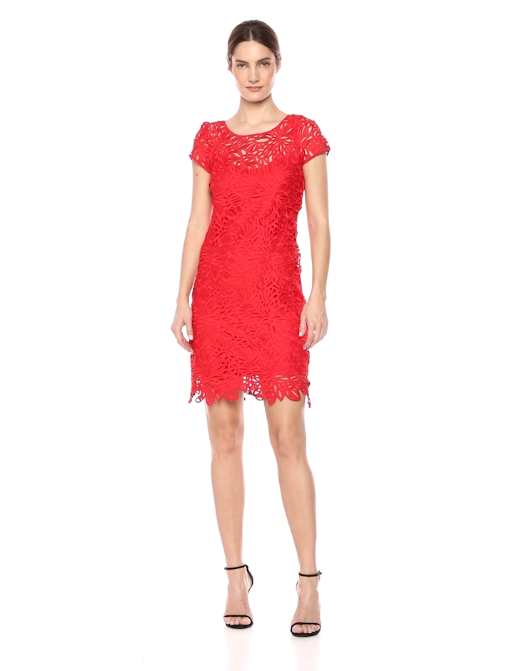 MILLY Women&#039;s Lace Chloe Dress, red 6