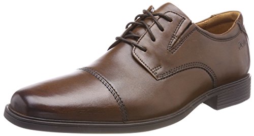 Clarks Men&#039;s Tilden Cap Oxford Shoe,Dark Tan Leather,14 M US